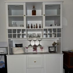 White Freestanding Kitchen Hutch / Home Bar