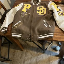 Pro Standard San Diego Padres Mashup Brown and White Varsity Jacket - Size XL