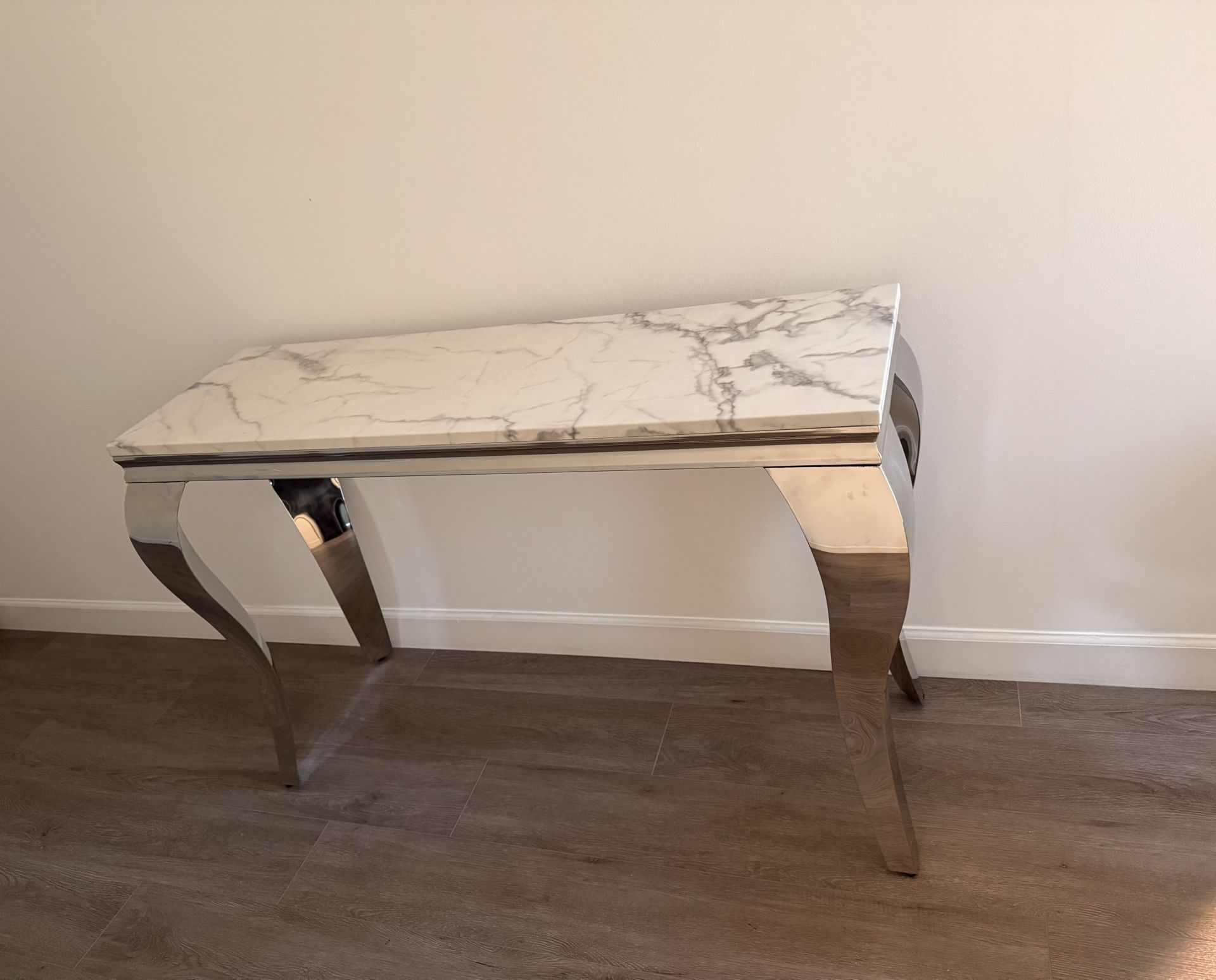 Marble Console Table With Chrome Legs