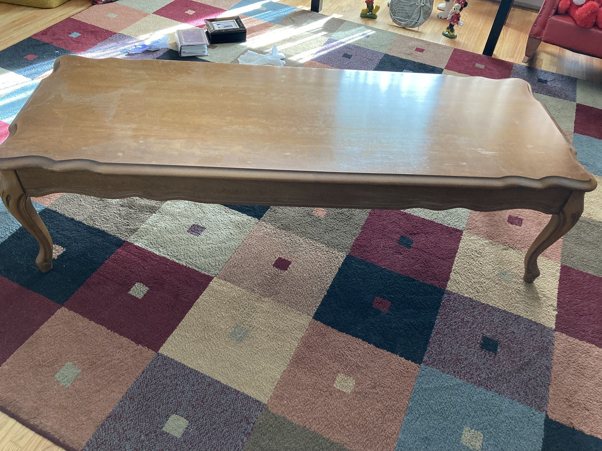 Coffee Table:  Wood, 55” Long, Excellent Condition