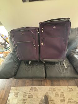 Two piece luggage set and wheels
