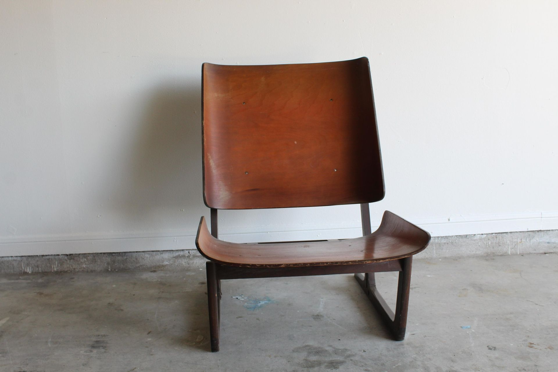 1960s Hans Juergens Deco House Walnut Sled Lounge Chair