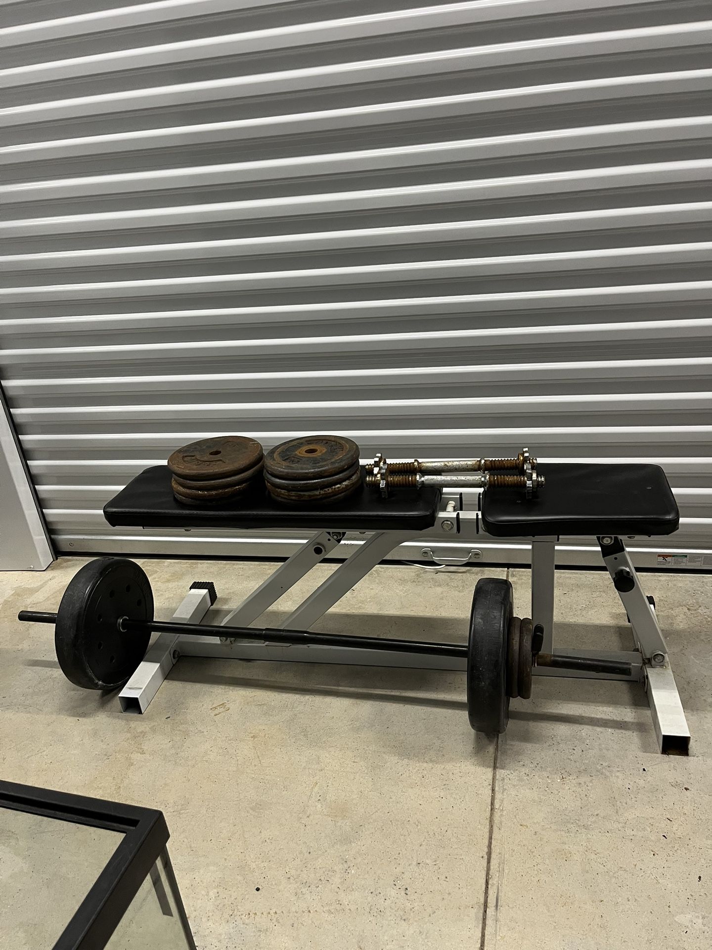 Weights, Adjustable Bench press Bar And Weight Bench