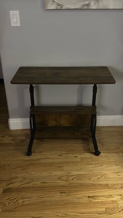 Industrial Side Table with Lower Shelf