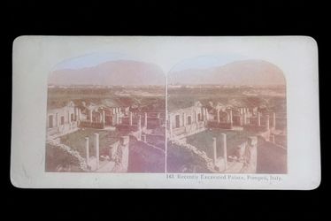Antique - World Series Stereoscopic Excavated Palace Pompei Italy/Canals- Milan