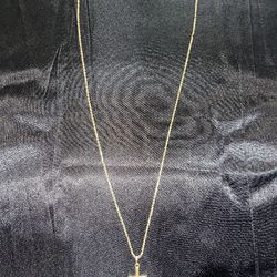14k Gold Milano Chain Solid Plain Crucifix  