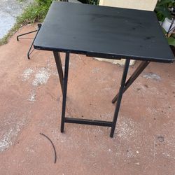 portable black folding TV tray table