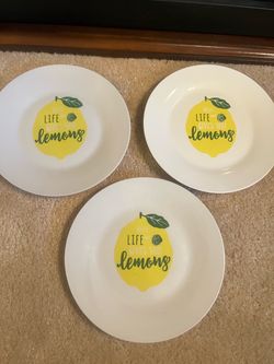 Cute Lemon Salad Lunch Plates “When Life Gives You Lemons” Set of 3 Nice