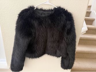 Girls black fur jacket