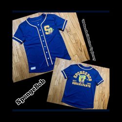 SpongeBob Nickelodeon Baseball Button Up Jersey Men’s Sz M New Without Tags