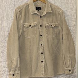 TELLO JNS Emotion of Jeanergy: Men's Beige Corduroy Shirt/Jacket, Size: XXL