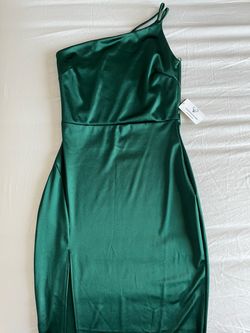 Windsor Emerald Green Satin One-Shoulder Dress