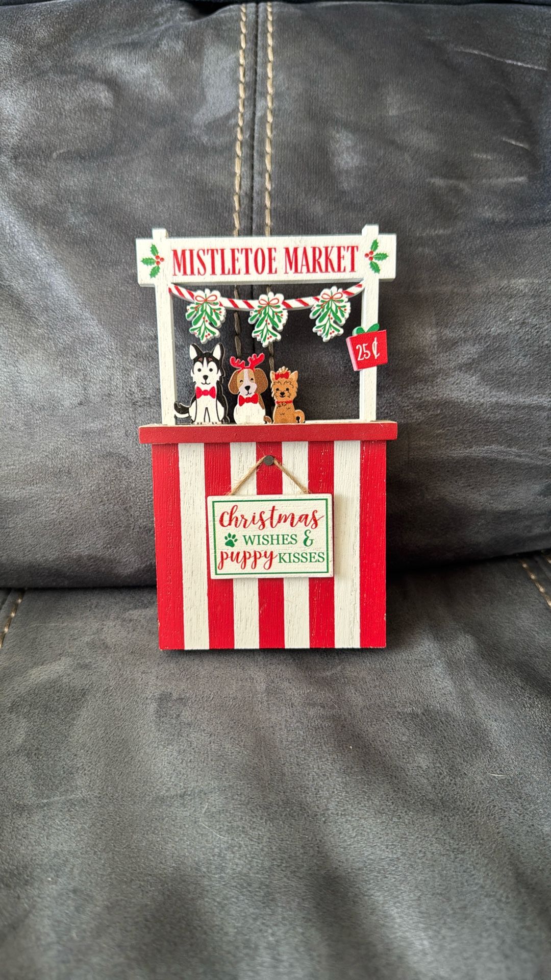 Mistletoe Market Christmas Wishes & Puppy Kisses Dog Holiday Wood Sign Decoration