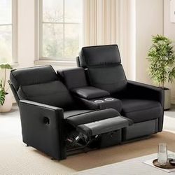 💞Likimio 62.6-in W Black Loveseat Recliner Black Or Orange