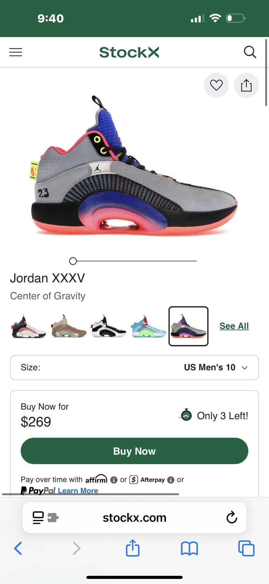 Jordan XXXV Center Of Gravity (Sz 10m)