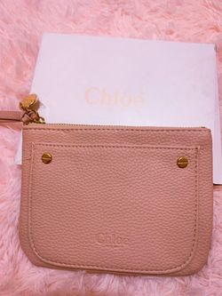 Chloe Pink Blush Pebbled Leather Wristlet Wallet Brand New