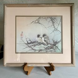 Custom Framed Lena Liu Signed And Numbered Birds On Branch Print 