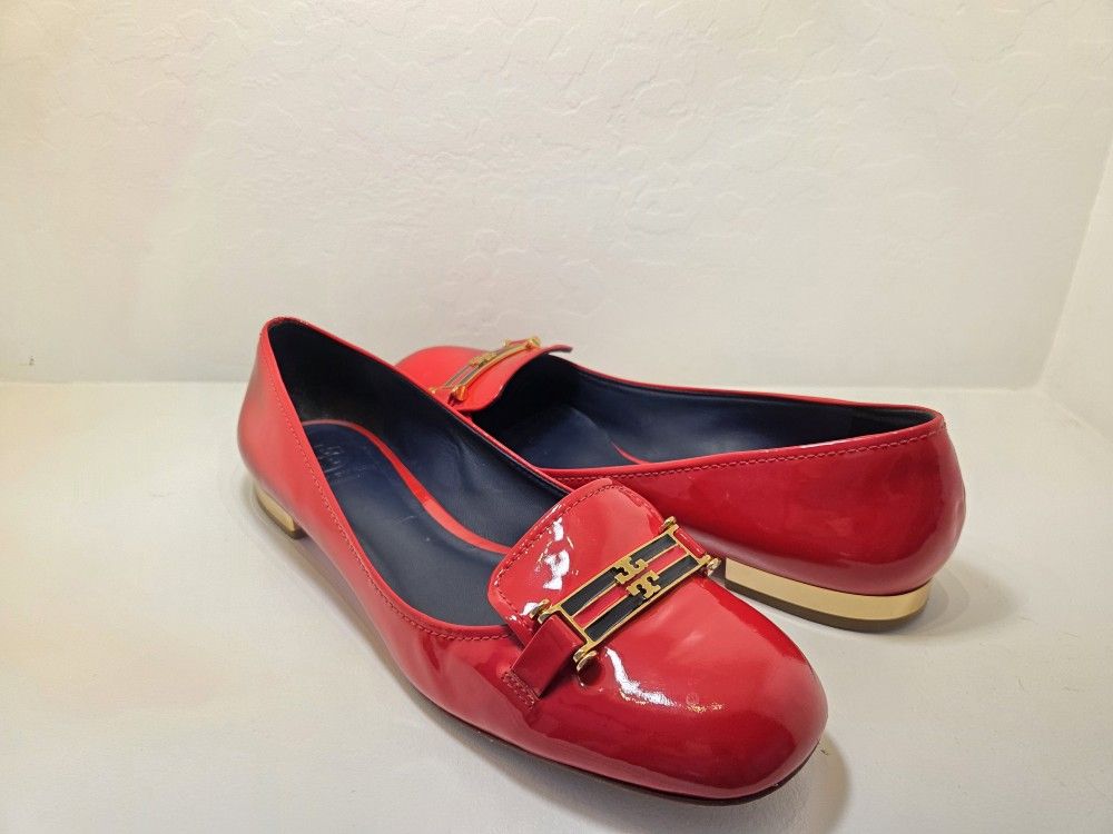 Tory Burch Red Patent Leather Loafers 10.5