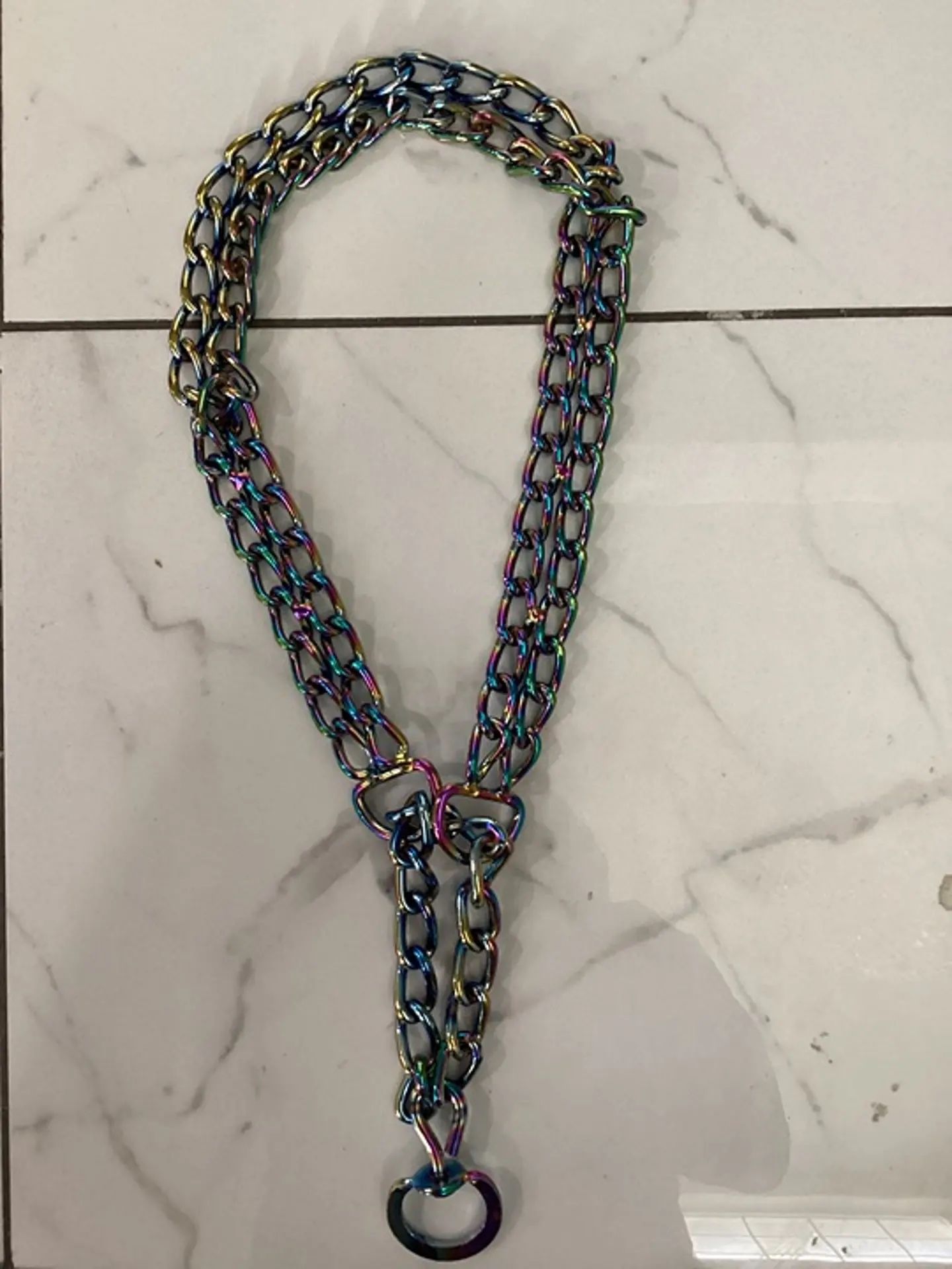 Multicolor Holographic Dog Chain Collar Large