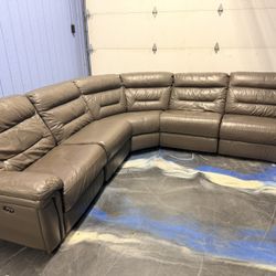 Ashely genuine TOP grain  leather sectional dark gray