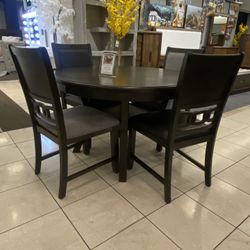 Brown And White Kitchen Table Counter Height 