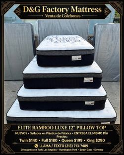 •  Elite Bamboo Luxe  Queen   12” pillow top.      New mattress in a plastic sealed.     We offer same day delivery  Venta de colchones  ☎️📲call or T