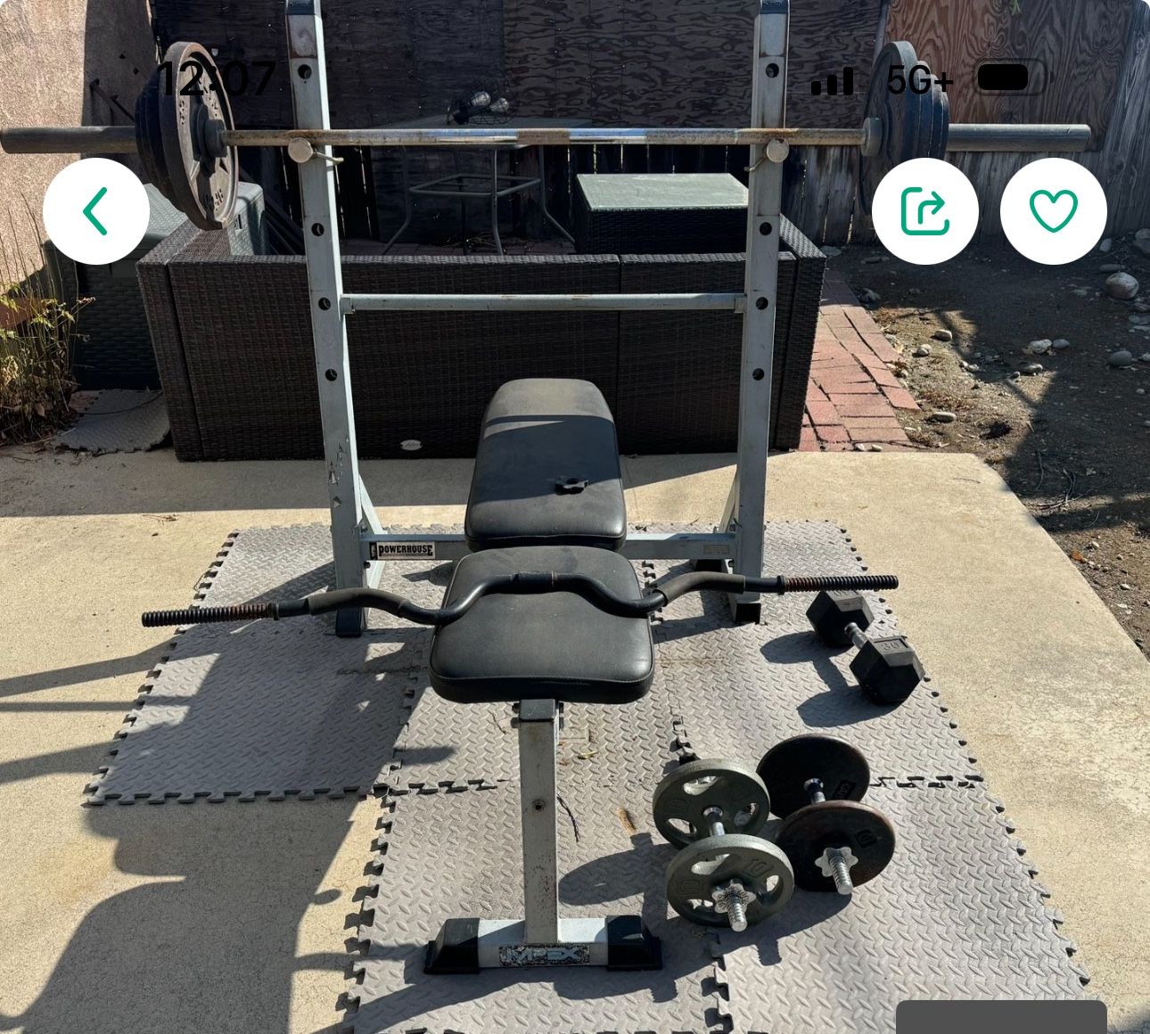 Olympic Weight Bench And Weights With Tree Holder For Weights