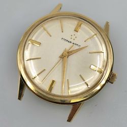 Vintage Eterna Matic Manual Wind 14K Solid Yellow Gold Mens watch 34mm case