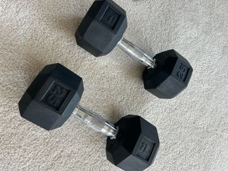 25 lb Rubber Hex Dumbbells (1 Pair) – Like New