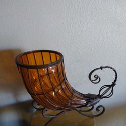 Vintage Cornucopia With Hand Blown Glass. $50.00 