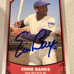 Ernie Banks Autographed Card with COA 