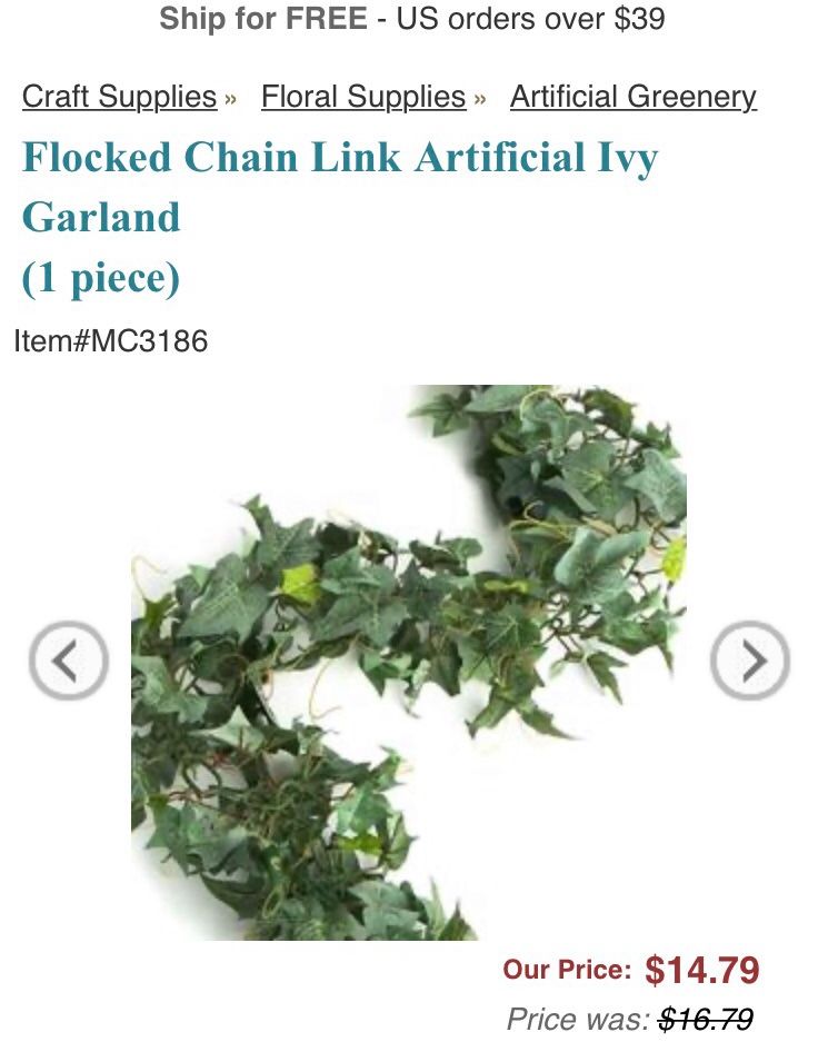 Wedding Decor, Artificial Garland 294 Feet