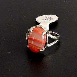SPIRITUAL AGATE POLISHED CABECHON ENERGYHEALING NEW SIZE 6 FOREVER SILVER RING