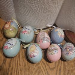 EASTER EGGS DECORATION LOT OF 6 APROX 3 1/2" INCHES PRE-OWNED