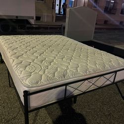 Beautiful metal queen size bed frame with mattress