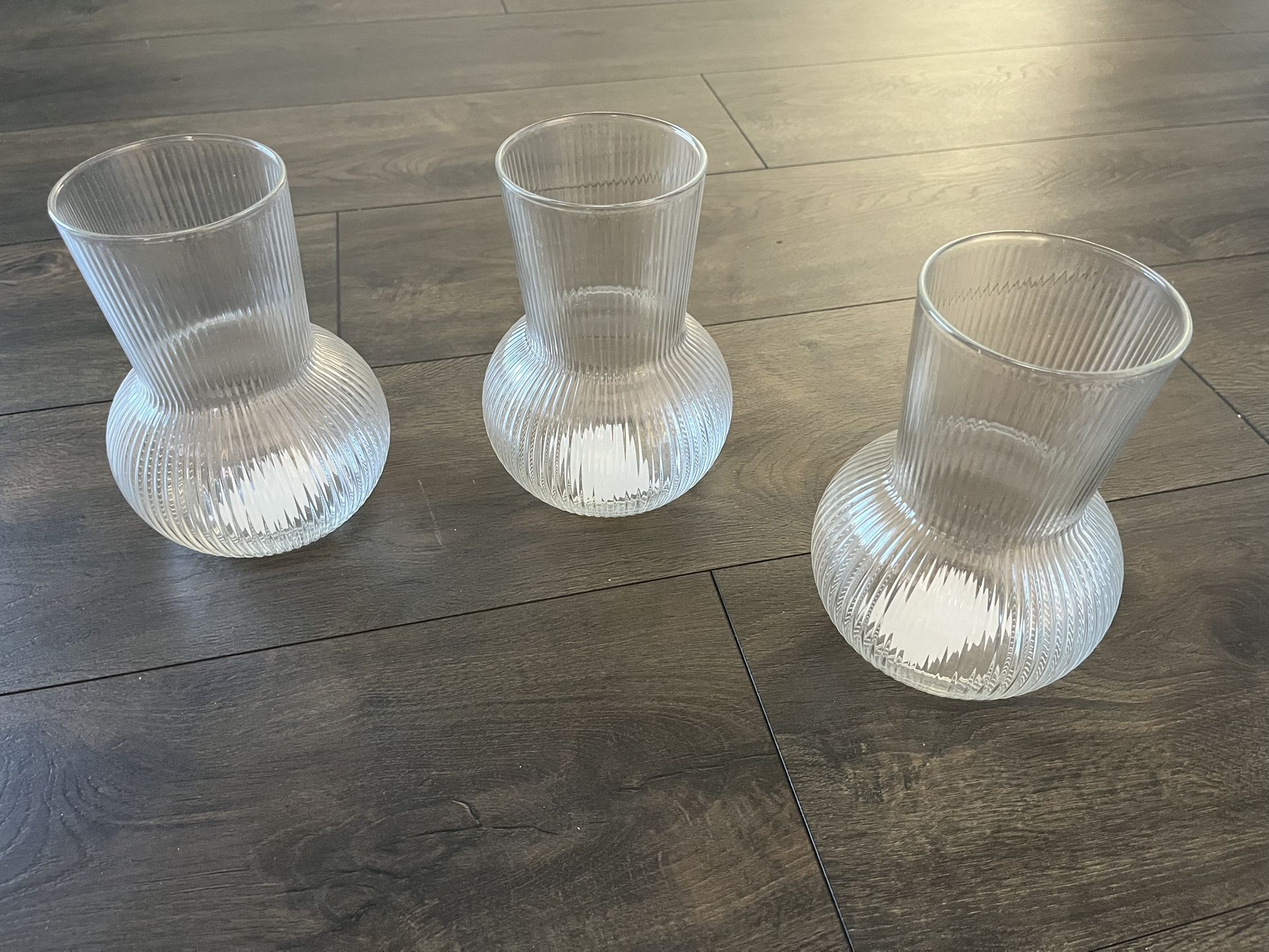 (3) IKEA Decorative PADRAG Clear Glass Vases