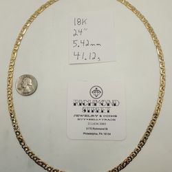 18k Gold 24" Tigers Eye Chain