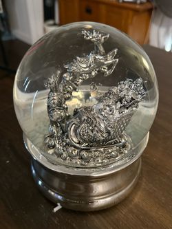 Lighted Santa & Reindeer Christmas Snow Globe – 8”