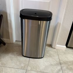 13 Gallon Stainless Steel, Motion Sensor Hands free Garbage Can