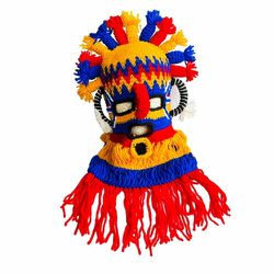 ⭐OZ Handmade Exotic Adult Mask Aya Diablo Huma Incas Ecuador Inti Raymi festival Crochet Knit
