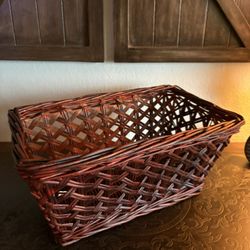 Brown Woven Rectangular Basket