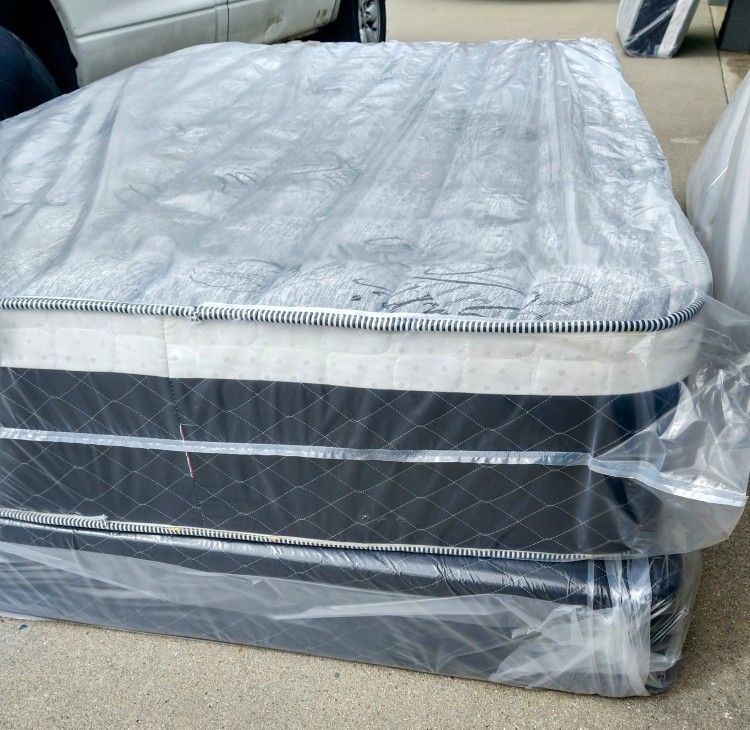 full size bamboo orthopedic pillow top mattress and box spring