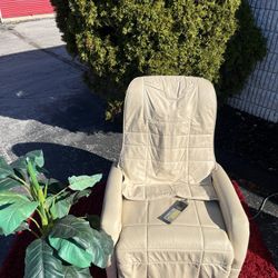 Panasonic Cream Genuine Leather Reclining Massage Chair