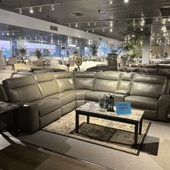 6PC Leather Power Sectional Reclining 