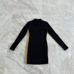 Black And Yellow Longsleeve Dress