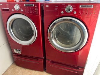 LG Tromm Red Front-Load Washer and Dryer Set