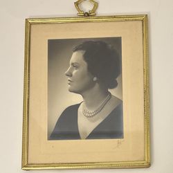 Vintage Gold Framed Axel 37 Black/White Portrait of Woman