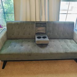 Gray Mid Century Modern  Futon Couch