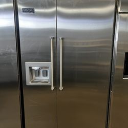 Viking 48” Stainless Steel Built In Side By Side Refrigerator 