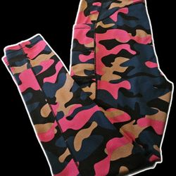 Pink,Blue,Tan Camo PopFit Leggings 
